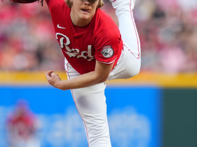 May 4, 2024; Cincinnati, Ohio, USA; Cincinnati Reds pitcher Andrew Abbott (41) follows through on a delivery  in the first inning of a baseball game against the Baltimore Orioles at Great American Ball Park. Mandatory Credit: The Cincinnati Enquirer-USA TODAY Sports