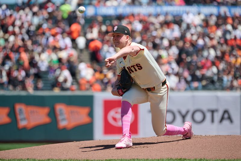 May 12, 2024; San Francisco, California, USA; San Francisco Giants starting pitcher Kyle Harrison (45) throws a pitch against the Cincinnati Reds during the first inning at Oracle Park. Mandatory Credit: Robert Edwards-USA TODAY Sports