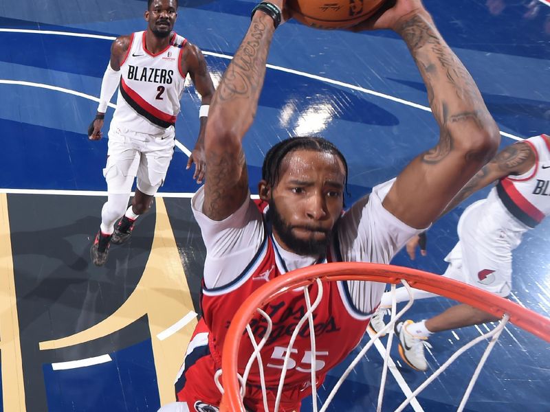 INGLEWOOD, CA - DECEMBER 3: Derrick Jones Jr. #55 of the LA Clippers dunks the ball during the game against the Portland Trail Blazers on December 3, 2024 at Intuit Dome in Los Angeles, California. NOTE TO USER: User expressly acknowledges and agrees that, by downloading and/or using this Photograph, user is consenting to the terms and conditions of the Getty Images License Agreement. Mandatory Copyright Notice: Copyright 2024 NBAE (Photo by Juan Ocampo/NBAE via Getty Images)