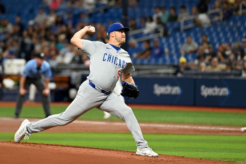 Jun 11, 2024; St. Petersburg, Florida, USA; Chicago Cubs starting pitcher Jameson Taillon (50) throws a pitch in the first inning against the Tampa Bay Rays at Tropicana Field. Mandatory Credit: Jonathan Dyer-USA TODAY Sports