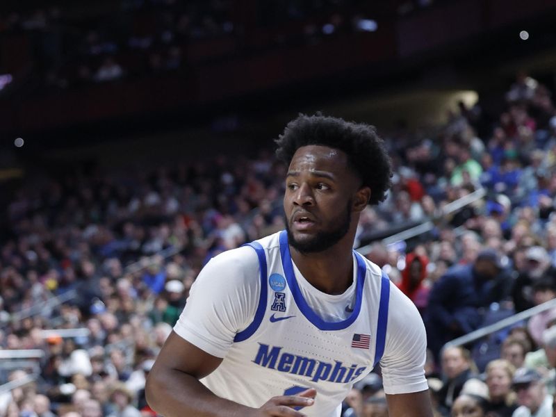 Mar 17, 2023; Columbus, OH, USA; Memphis Tigers guard Alex Lomax (2) dribbles the ball in the first half against the Florida Atlantic Owls at Nationwide Arena. Mandatory Credit: Rick Osentoski-USA TODAY Sports