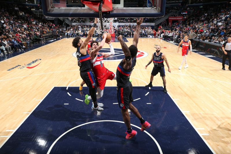 WASHINGTON, DC -? MARCH 29:  Deni Avdija #8 of the Washington Wizards goes to the basket during the game on March 29, 2024 at Capital One Arena in Washington, DC. NOTE TO USER: User expressly acknowledges and agrees that, by downloading and or using this Photograph, user is consenting to the terms and conditions of the Getty Images License Agreement. Mandatory Copyright Notice: Copyright 2024 NBAE (Photo by Stephen Gosling/NBAE via Getty Images)