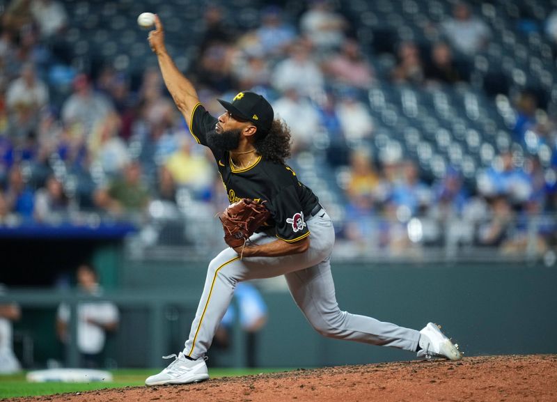 Aug 30, 2023; Kansas City, Missouri, USA; Pittsburgh Pirates starting pitcher Andre Jackson (41) pitches during the fourth inning against the Kansas City Royals at Kauffman Stadium. Mandatory Credit: Jay Biggerstaff-USA TODAY Sports