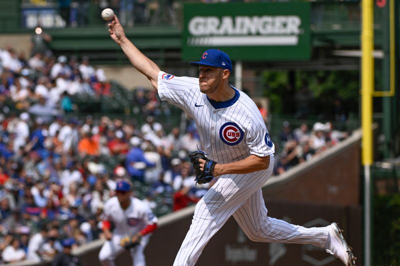 Sep 8, 2024; Chicago, Illinois, USA;  Chicago Cubs pitcher Jameson Taillon (50) delivers against the New York Yankees during the first inning at Wrigley Field. Mandatory Credit: Matt Marton-Imagn Images