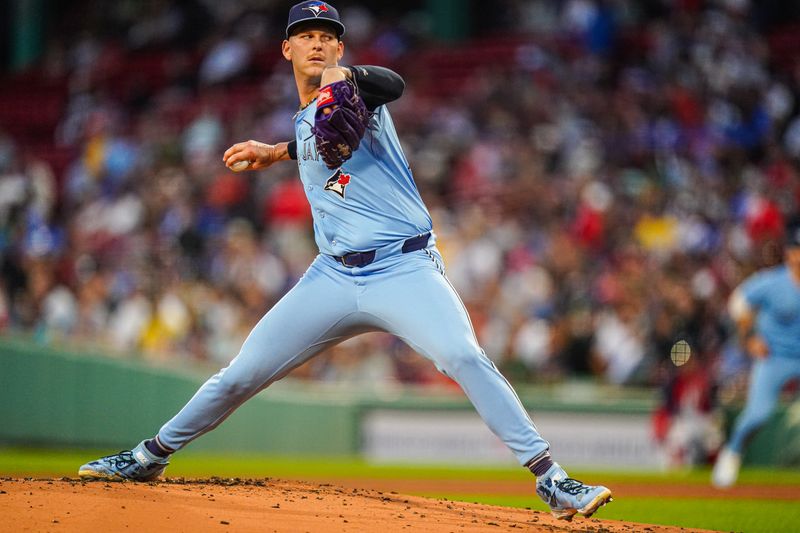 Aug 29, 2024; Boston, Massachusetts, USA; Toronto Blue Jays starting pitcher Bowden Francis (44) throws a pitch against the Boston Red Sox in the first inning at Fenway Park. Mandatory Credit: David Butler II-USA TODAY Sports