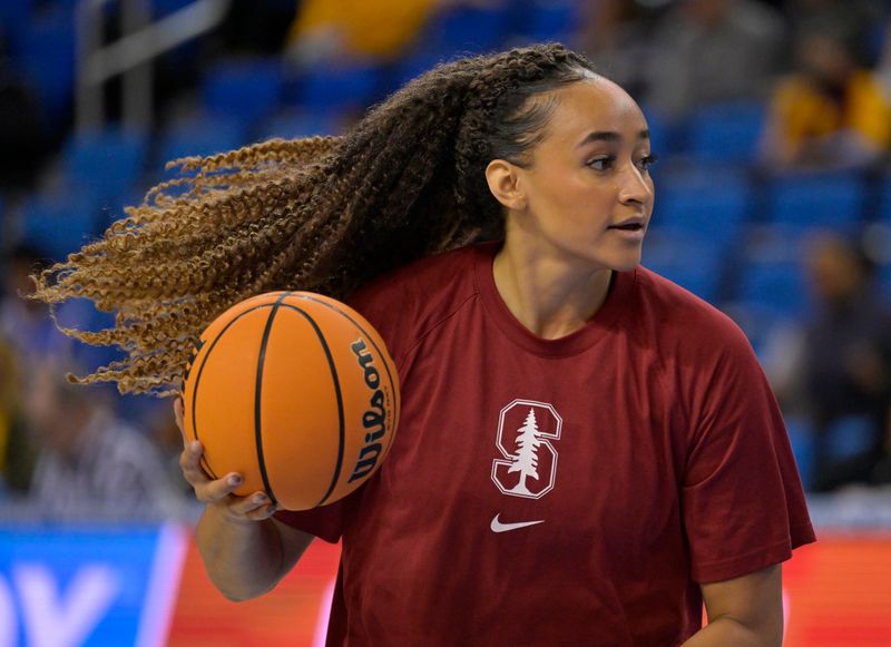 Jan 13, 2023; Los Angeles, California, USA;  Stanford Cardinal guard Haley Jones (30) warms up prior to the game against the UCLA Bruins at Pauley Pavilion presented by Wescom. Mandatory Credit: Jayne Kamin-Oncea-USA TODAY Sports