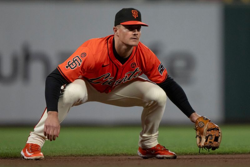 Sep 13, 2024; San Francisco, California, USA;  San Francisco Giants third base Matt Chapman (26) during the eighth inning against the San Diego Padres at Oracle Park. Mandatory Credit: Stan Szeto-Imagn Images