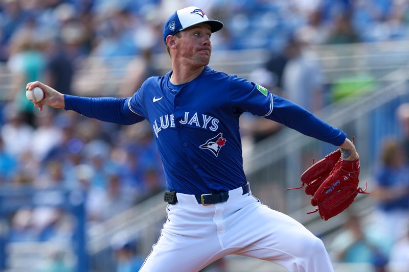 Mar 8, 2024; Dunedin, Florida, USA;  Toronto Blue Jays starting pitcher Chris Bassitt (40) throws a pitch against the New York Yankees in the first inning at TD Ballpark. Mandatory Credit: Nathan Ray Seebeck-USA TODAY Sports