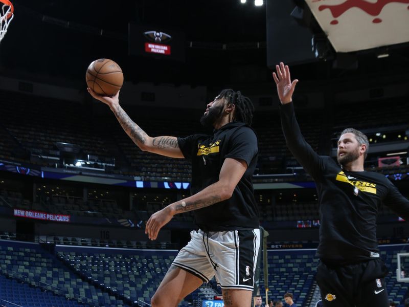 NEW ORLEANS, LA - MARCH 14: Anthony Davis #3 of the Los Angeles Lakers warms up before the game against the New Orleans Pelicans on March 14, 2023 at the Smoothie King Center in New Orleans, Louisiana. NOTE TO USER: User expressly acknowledges and agrees that, by downloading and or using this Photograph, user is consenting to the terms and conditions of the Getty Images License Agreement. Mandatory Copyright Notice: Copyright 2023 NBAE (Photo by Jonathan Bachman/NBAE via Getty Images)