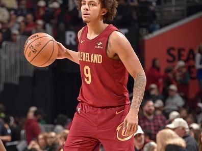 CLEVELAND, OH - DECEMBER 20: Craig Porter Jr. #9 of the Cleveland Cavaliers dribbles the ball during the game against the Utah Jazz on December 20, 2023 at Rocket Mortgage FieldHouse in Cleveland, Ohio. NOTE TO USER: User expressly acknowledges and agrees that, by downloading and/or using this Photograph, user is consenting to the terms and conditions of the Getty Images License Agreement. Mandatory Copyright Notice: Copyright 2023 NBAE (Photo by David Liam Kyle/NBAE via Getty Images)