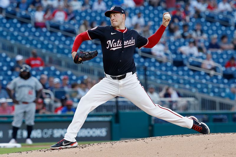 May 21, 2024; Washington, District of Columbia, USA; Washington Nationals pitcher Patrick Corbin (46) pitches against the Minnesota Twins during the second inning at Nationals Park. Mandatory Credit: Geoff Burke-USA TODAY Sports