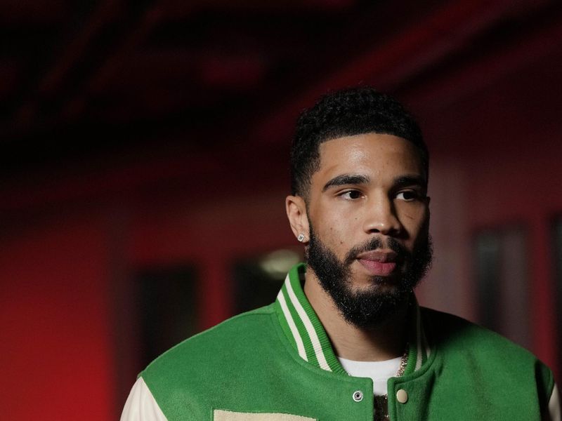 CHICAGO, ILLINOIS - FEBRUARY 22: Jayson Tatum #0 of the Boston Celtics arrives before a game against the Chicago Bulls at the United Center on February 22, 2024 in Chicago, Illinois. NOTE TO USER: User expressly acknowledges and agrees that, by downloading and or using this photograph, User is consenting to the terms and conditions of the Getty Images License Agreement. (Photo by Patrick McDermott/Getty Images)