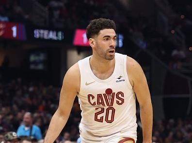 CLEVELAND, OH - DECEMBER 18: Georges Niang #20 of the Cleveland Cavaliers handles the ball during the game against the Houston Rockets on December 18, 2023 at Rocket Mortgage FieldHouse in Cleveland, Ohio. NOTE TO USER: User expressly acknowledges and agrees that, by downloading and/or using this Photograph, user is consenting to the terms and conditions of the Getty Images License Agreement. Mandatory Copyright Notice: Copyright 2023 NBAE (Photo by  Lauren Leigh Bacho/NBAE via Getty Images)