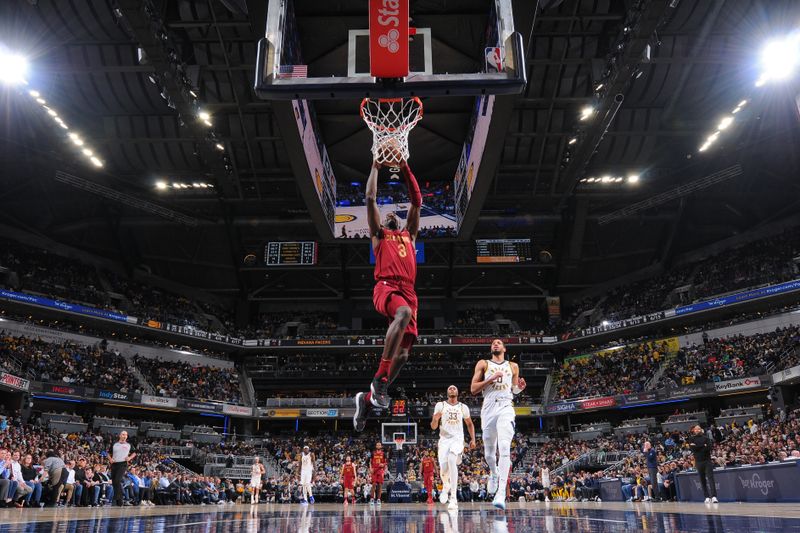 INDIANAPOLIS, IN - MARCH 18:  Caris LeVert #3 of the Cleveland Cavaliers goes to the basket during the game on March 18, 2024 at Gainbridge Fieldhouse in Indianapolis, Indiana. NOTE TO USER: User expressly acknowledges and agrees that, by downloading and or using this Photograph, user is consenting to the terms and conditions of the Getty Images License Agreement. Mandatory Copyright Notice: Copyright 2024 NBAE (Photo by Ron Hoskins/NBAE via Getty Images)