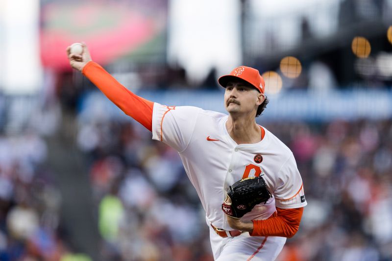 Jun 25, 2024; San Francisco, California, USA; San Francisco Giants pitcher Sean Hjelle (64) pitches against the Chicago Cubs during the third inning at Oracle Park. Mandatory Credit: John Hefti-USA TODAY Sports