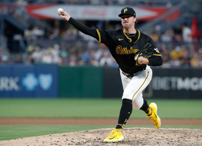 Jun 17, 2024; Pittsburgh, Pennsylvania, USA;  Pittsburgh Pirates starting pitcher Paul Skenes (30) pitches against  the Cincinnati Reds during the fifth inning at PNC Park. Mandatory Credit: Charles LeClaire-USA TODAY Sports