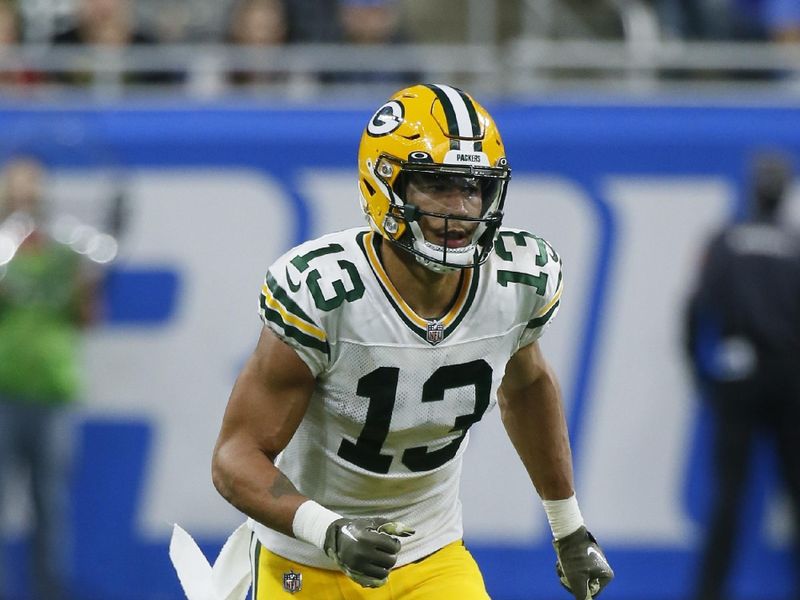 Green Bay Packers wide receiver Allen Lazard (13) during the second half of an NFL football game against the Detroit Lions Sunday, Nov. 6, 2022, in Detroit. (AP Photo/Duane Burleson)