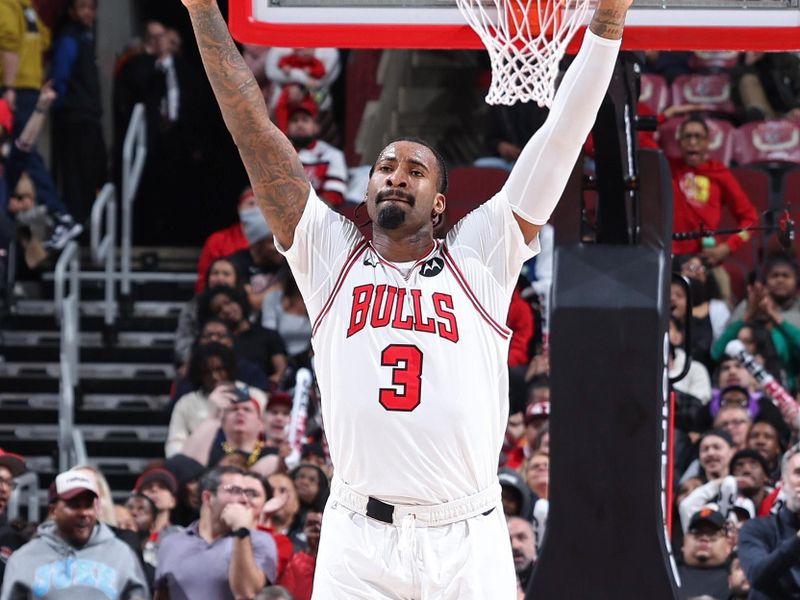 CHICAGO, IL - FEBRUARY 6: Andre Drummond #3 of the Chicago Bulls celebrates during the game against the Minnesota Timberwolves on February 6, 2024 at United Center in Chicago, Illinois. NOTE TO USER: User expressly acknowledges and agrees that, by downloading and or using this photograph, User is consenting to the terms and conditions of the Getty Images License Agreement. Mandatory Copyright Notice: Copyright 2024 NBAE (Photo by Jeff Haynes/NBAE via Getty Images)