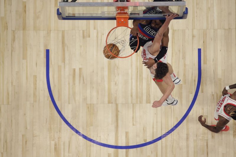 DETROIT, MI - JANUARY 12: Jaden Ivey #23 of the Detroit Pistons dunks the ball during the game against the Houston Rockets on January 12, 2024 at Little Caesars Arena in Detroit, Michigan. NOTE TO USER: User expressly acknowledges and agrees that, by downloading and/or using this photograph, User is consenting to the terms and conditions of the Getty Images License Agreement. Mandatory Copyright Notice: Copyright 2024 NBAE (Photo by Brian Sevald/NBAE via Getty Images)