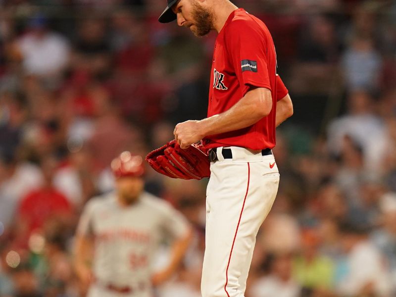 Jun 1, 2023; Boston, Massachusetts, USA; Boston Red Sox starting pitcher Chris Sale (41) on the mound against the Cincinnati Reds in the fourth inning at Fenway Park. Mandatory Credit: David Butler II-USA TODAY Sports