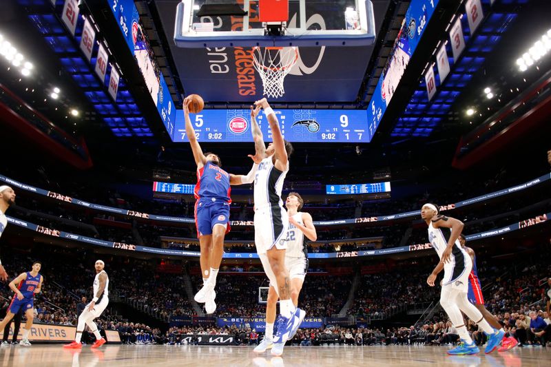 DETROIT, MI - FEBRUARY 24:  Cade Cunningham #2 of the Detroit Pistons goes to the basket during the game on February 24, 2024 at Little Caesars Arena in Detroit, Michigan. NOTE TO USER: User expressly acknowledges and agrees that, by downloading and/or using this photograph, User is consenting to the terms and conditions of the Getty Images License Agreement. Mandatory Copyright Notice: Copyright 2024 NBAE (Photo by Brian Sevald/NBAE via Getty Images)