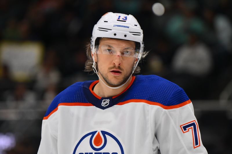 Mar 2, 2024; Seattle, Washington, USA; Edmonton Oilers defenseman Vincent Desharnais (73) during the second period against the Seattle Kraken at Climate Pledge Arena. Mandatory Credit: Steven Bisig-USA TODAY Sports