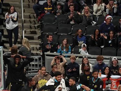 INDIANAPOLIS, IN - DECEMBER 20: The Indiana Pacers bench celebrates a play during the game against the Charlotte Hornets on December 20, 2023 at Gainbridge Fieldhouse in Indianapolis, Indiana. NOTE TO USER: User expressly acknowledges and agrees that, by downloading and or using this Photograph, user is consenting to the terms and conditions of the Getty Images License Agreement. Mandatory Copyright Notice: Copyright 2023 NBAE (Photo by Pepper Robinson/NBAE via Getty Images)