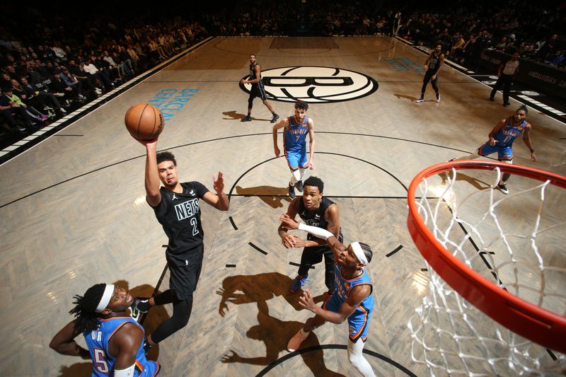 BROOKLYN, NY - JANUARY 5: Cameron Johnson #2 of the Brooklyn Nets goes to the basket during the game on January 5, 2024 at Barclays Center in Brooklyn, New York. NOTE TO USER: User expressly acknowledges and agrees that, by downloading and or using this Photograph, user is consenting to the terms and conditions of the Getty Images License Agreement. Mandatory Copyright Notice: Copyright 2024 NBAE (Photo by Nathaniel S. Butler/NBAE via Getty Images)