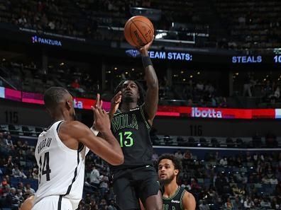 NEW ORLEANS, LA - JANUARY 2: Kira Lewis Jr. #13 of the New Orleans Pelicans shoots the ball during the game against the Brooklyn Nets  on January 2, 2024 at the Smoothie King Center in New Orleans, Louisiana. NOTE TO USER: User expressly acknowledges and agrees that, by downloading and or using this Photograph, user is consenting to the terms and conditions of the Getty Images License Agreement. Mandatory Copyright Notice: Copyright 2024 NBAE (Photo by Layne Murdoch Jr./NBAE via Getty Images)