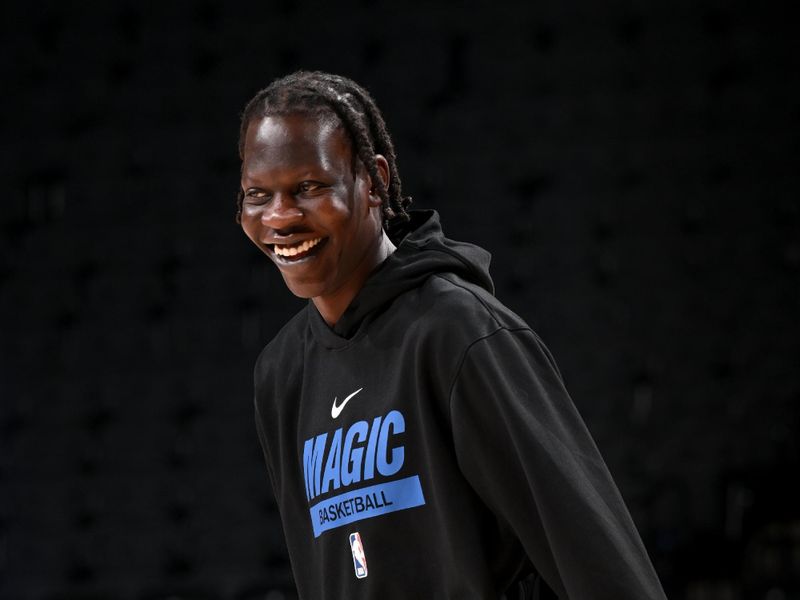 PHILADELPHIA, PA - JANUARY 30: Bol Bol #10 of the Orlando Magic warms up before the game against the Philadelphia 76ers on January 30, 2023 at the Wells Fargo Center in Philadelphia, Pennsylvania NOTE TO USER: User expressly acknowledges and agrees that, by downloading and/or using this Photograph, user is consenting to the terms and conditions of the Getty Images License Agreement. Mandatory Copyright Notice: Copyright 2023 NBAE (Photo by David Dow/NBAE via Getty Images)