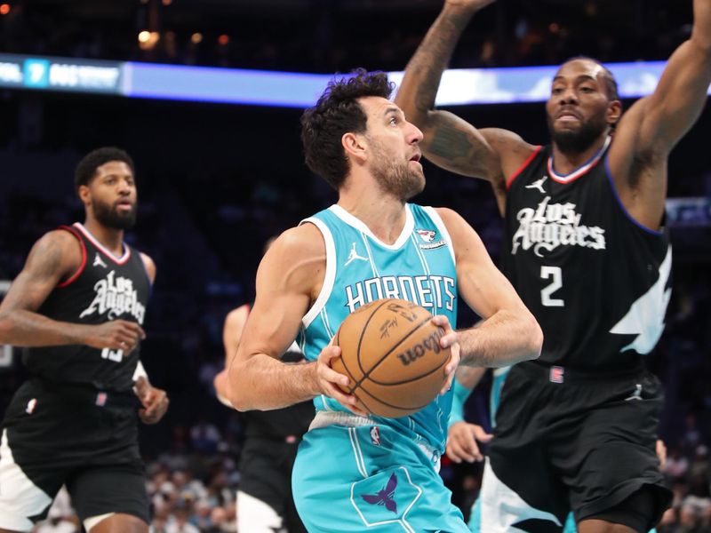 CHARLOTTE, NC - MARCH 31: Vasilije Micic #22 of the Charlotte Hornets  dribbles the ball during the game against the LA Clippers on March 31, 2024 at Spectrum Center in Charlotte, North Carolina. NOTE TO USER: User expressly acknowledges and agrees that, by downloading and or using this photograph, User is consenting to the terms and conditions of the Getty Images License Agreement.  Mandatory Copyright Notice:  Copyright 2024 NBAE (Photo by Brock Williams-Smith/NBAE via Getty Images)