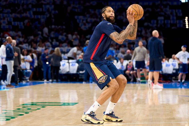 OKLAHOMA CITY, OKLAHOMA - APRIL 21: Brandon Ingram #14 of the New Orleans Pelicans warms up before tipoff against the Oklahoma City Thunder in game one of the Western Conference First Round Playoffs at the Paycom Center on April 21, 2024 in Oklahoma City, Oklahoma. NOTE TO USER: User expressly acknowledges and agrees that, by downloading and or using this photograph, User is consenting to the terms and conditions of the Getty Images License Agreement.  (Photo by Cooper Neill/Getty Images)