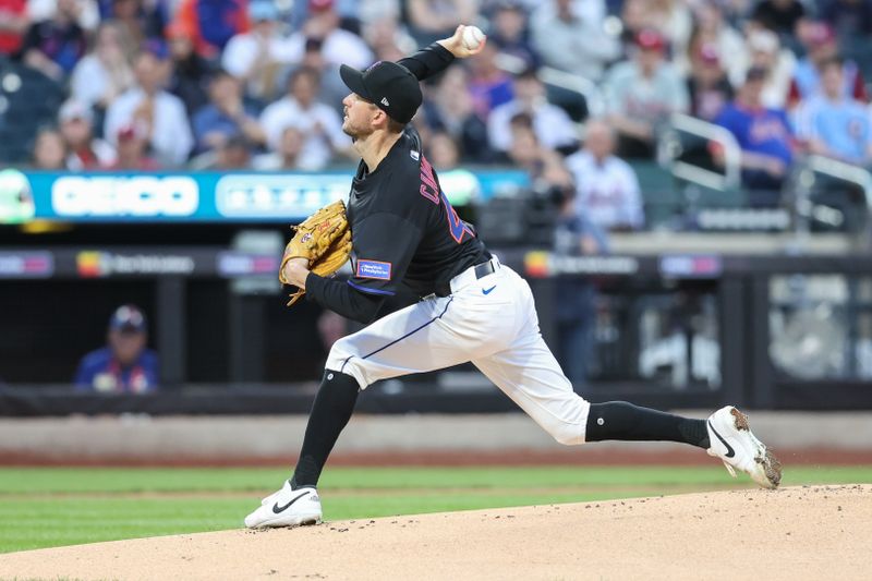Apr 22, 2025; New York City, New York, USA;  New York Mets starting pitcher Griffin Canning (46) pitches in the first inning against the Philadelphia Phillies at Citi Field. Mandatory Credit: Wendell Cruz-Imagn Images
