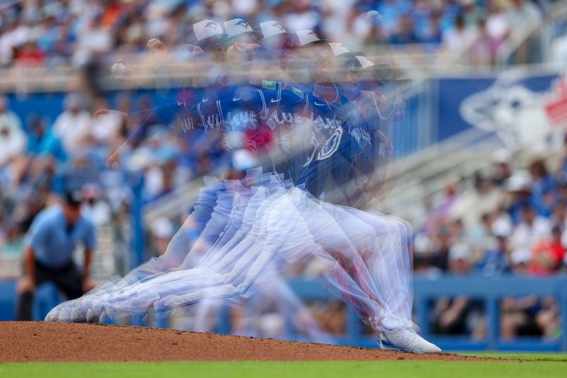 Mar 8, 2024; Dunedin, Florida, USA;  Toronto Blue Jays starting pitcher Chris Bassitt (40) throws a pitch against the New York Yankees in the second inning at TD Ballpark. Mandatory Credit: Nathan Ray Seebeck-USA TODAY Sports