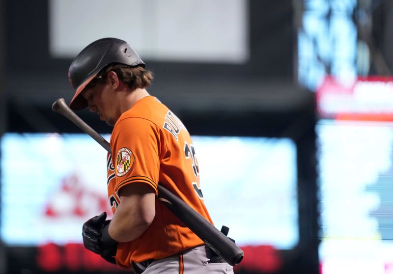 Sep 2, 2023; Phoenix, Arizona, USA; Baltimore Orioles designated hitter Adley Rutschman (35) against the Arizona Diamondbacks at Chase Field. Mandatory Credit: Joe Camporeale-USA TODAY Sports