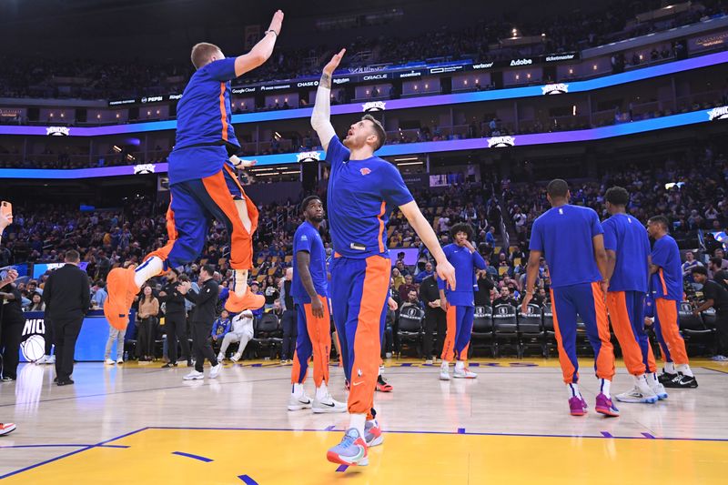 SAN FRANCISCO, CA - MARCH 18: Isaiah Hartenstein #55 of the New York Knicks is introduced before the game against the Golden State Warriors on MARCH 18, 2024 at Chase Center in San Francisco, California. NOTE TO USER: User expressly acknowledges and agrees that, by downloading and or using this photograph, user is consenting to the terms and conditions of Getty Images License Agreement. Mandatory Copyright Notice: Copyright 2024 NBAE (Photo by Noah Graham/NBAE via Getty Images)