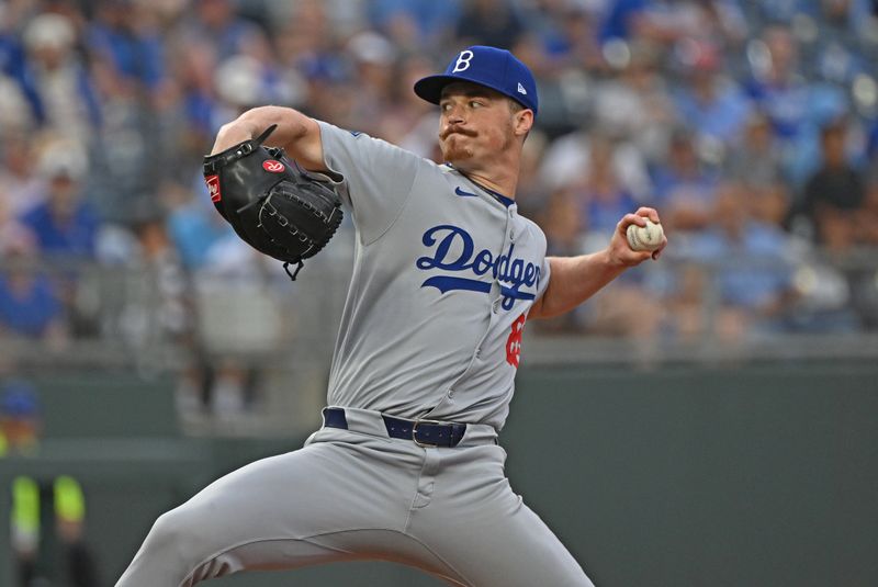 Jun 29, 2025; Kansas City, Missouri, USA;  Los Angeles Dodgers relief pitcher Jack Dreyer (86) throws a pitch in the ninth inning against the Kansas City Royals at Kauffman Stadium. Mandatory Credit: Peter Aiken-Imagn Images