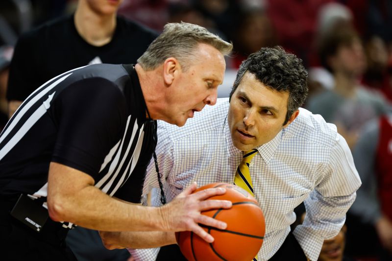 Feb 4, 2023; Raleigh, North Carolina, USA; Georgia Tech Yellow Jackets head coach Josh Pastner reacts to the ref during the second half of the game against North Carolina State Wolfpack at PNC Arena. Mandatory Credit: Jaylynn Nash-USA TODAY Sports