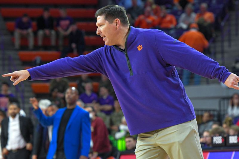 Jan 13, 2024; Clemson, South Carolina, USA; Clemson Tigers head coach Brad Brownell reacts during the second half against the Boston College Eagles at Littlejohn Coliseum. Mandatory Credit: Ken Ruinard-USA TODAY Sports