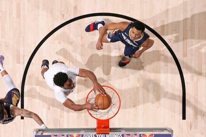 NEW ORLEANS, LA - MARCH 13: Damian Jones #30 of the Cleveland Cavaliers dunks the ball during the game against the New Orleans Pelicans on March 13, 2024 at the Smoothie King Center in New Orleans, Louisiana. NOTE TO USER: User expressly acknowledges and agrees that, by downloading and or using this Photograph, user is consenting to the terms and conditions of the Getty Images License Agreement. Mandatory Copyright Notice: Copyright 2024 NBAE (Photo by Layne Murdoch Jr./NBAE via Getty Images)