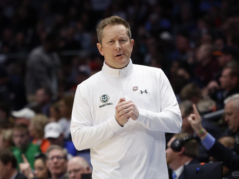 Mar 19, 2024; Dayton, OH, USA; Colorado State Rams head coach Niko Medved looks on in the first half against the Colorado State Rams at UD Arena. Mandatory Credit: Rick Osentoski-USA TODAY Sports