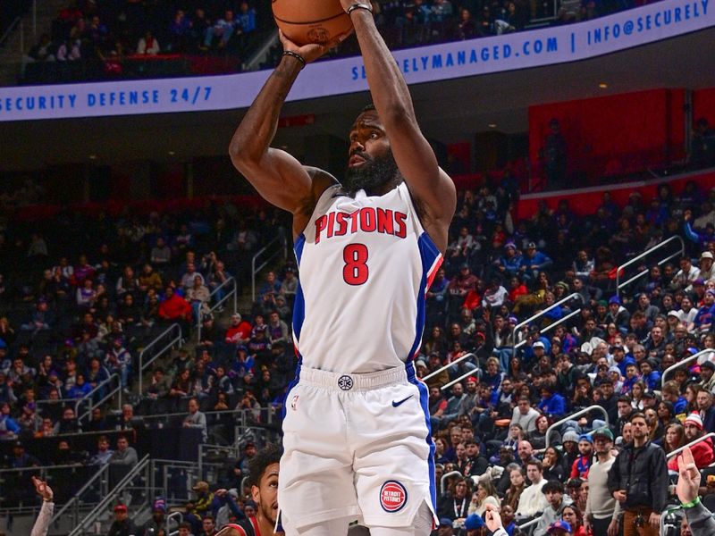 DETROIT, MI - JANUARY 06:  Malik Beasley #5 of the Detroit Pistons shoots the ball during the game against the Portland Trail Blazers on January 06, 2025 at Little Caesars Arena in Detroit, Michigan. NOTE TO USER: User expressly acknowledges and agrees that, by downloading and/or using this photograph, User is consenting to the terms and conditions of the Getty Images License Agreement. Mandatory Copyright Notice: Copyright 2025 NBAE (Photo by Chris Schwegler/NBAE via Getty Images)