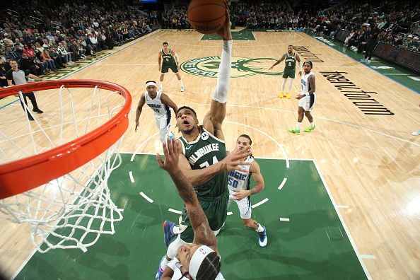 MILWAUKEE, WI - DECEMBER 21: Giannis Antetokounmpo #34 of the Milwaukee Bucks drives to the basket during the game against the Orlando Magic on December 21, 2023 at the Fiserv Forum Center in Milwaukee, Wisconsin. NOTE TO USER: User expressly acknowledges and agrees that, by downloading and or using this Photograph, user is consenting to the terms and conditions of the Getty Images License Agreement. Mandatory Copyright Notice: Copyright 2023 NBAE (Photo by Gary Dineen/NBAE via Getty Images).