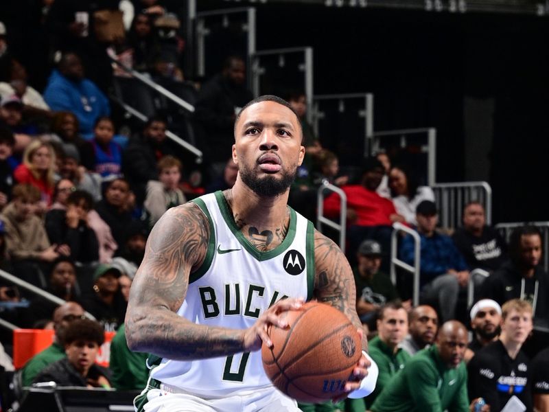 DETROIT, MI - DECEMBER 3: Damian Lillard #0 of the Milwaukee Bucks handles the ball during the game against the Detroit Pistons during the Emirates NBA Cup game on December 3, 2024 at Little Caesars Arena in Detroit, Michigan. NOTE TO USER: User expressly acknowledges and agrees that, by downloading and/or using this photograph, User is consenting to the terms and conditions of the Getty Images License Agreement. Mandatory Copyright Notice: Copyright 2024 NBAE (Photo by Chris Schwegler/NBAE via Getty Images)