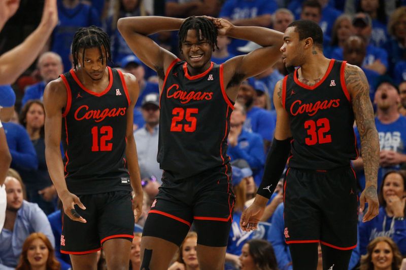 Mar 5, 2023; Memphis, Tennessee, USA; Houston Cougars forward Jarace Walker (25) reacts after a foul during the first half against the Memphis Tigers at FedExForum. Mandatory Credit: Petre Thomas-USA TODAY Sports