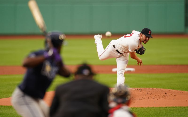 May 13, 2024; Boston, Massachusetts, USA; Boston Red Sox starting pitcher Kutter Crawford (50) throws a pitch against the Tampa Bay Rays in the first inning at Fenway Park. Mandatory Credit: David Butler II-USA TODAY Sports