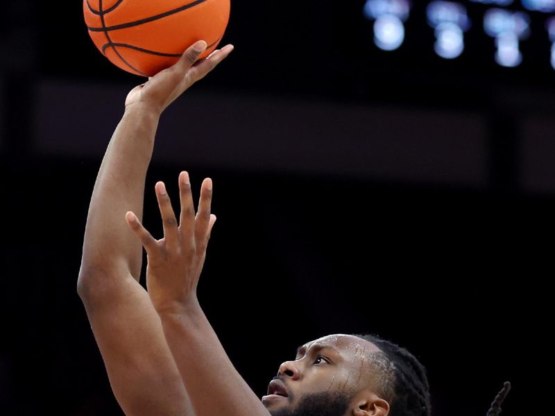 Mar 4, 2025; Columbus, Ohio, USA;  Ohio State Buckeyes guard Bruce Thornton (2) scores during the second half against the Nebraska Cornhuskers at Value City Arena. Mandatory Credit: Joseph Maiorana-Imagn Images