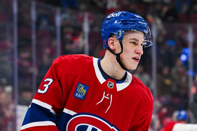 Dec 2, 2025; Montreal, Quebec, CAN; Montreal Canadiens right wing Ivan Demidov (93) looks on during warm-up before the game against the Ottawa Senators at Bell Centre. Mandatory Credit: David Kirouac-Imagn Images