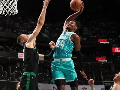 CHARLOTTE, NC - NOVEMBER 20: Brandon Miller #24 of the Charlotte Hornets dunks the ball during the game against the Boston Celtics on November 20, 2023 at Spectrum Center in Charlotte, North Carolina. NOTE TO USER: User expressly acknowledges and agrees that, by downloading and or using this photograph, User is consenting to the terms and conditions of the Getty Images License Agreement. Mandatory Copyright Notice: Copyright 2023 NBAE (Photo by Kent Smith/NBAE via Getty Images)