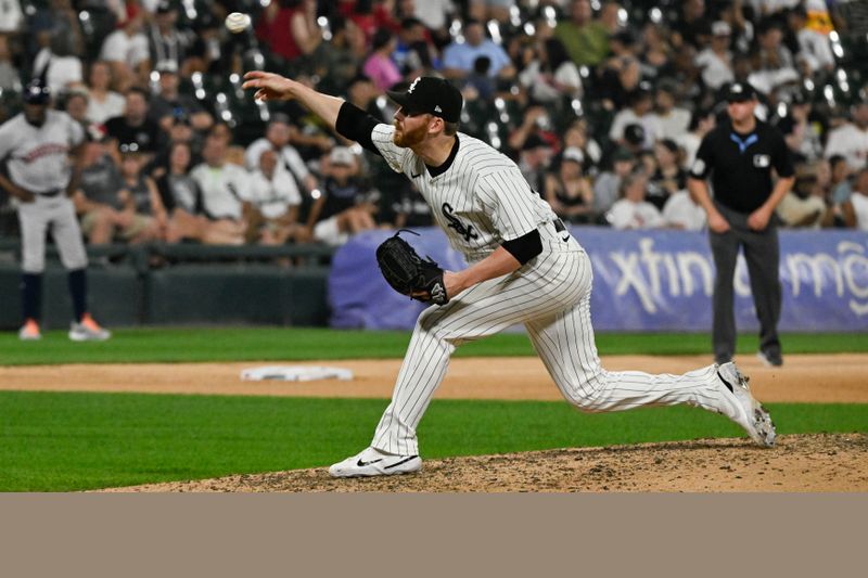 Jun 19, 2024; Chicago, Illinois, USA;  Chicago White Sox pitcher Steven Wilson (36) delivers during the eighth inning against the Houston Astros at Guaranteed Rate Field. Mandatory Credit: Matt Marton-USA TODAY Sports